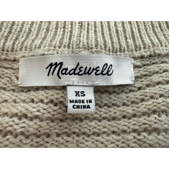 Madewell sweater open front oversized 3/4 dolman sleeve oatmeal beige Sz XS - Picture 6 of 8